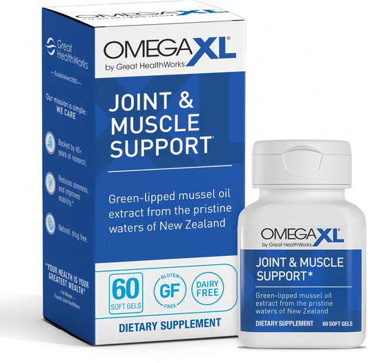 OmegaXL Joint Support Supplement, 60 Count Green Lipped Mussel Oil, Soft Gel Pill, Natural Joint & Muscle Support Supplement, Clinically Supported, Non-GMO, Drug-Free